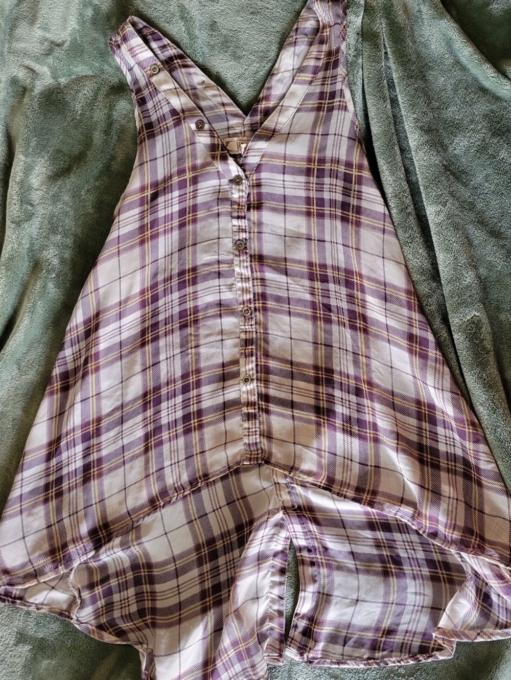 Decree Purple and White Plaid Button-Up Shirt with Gold Accents